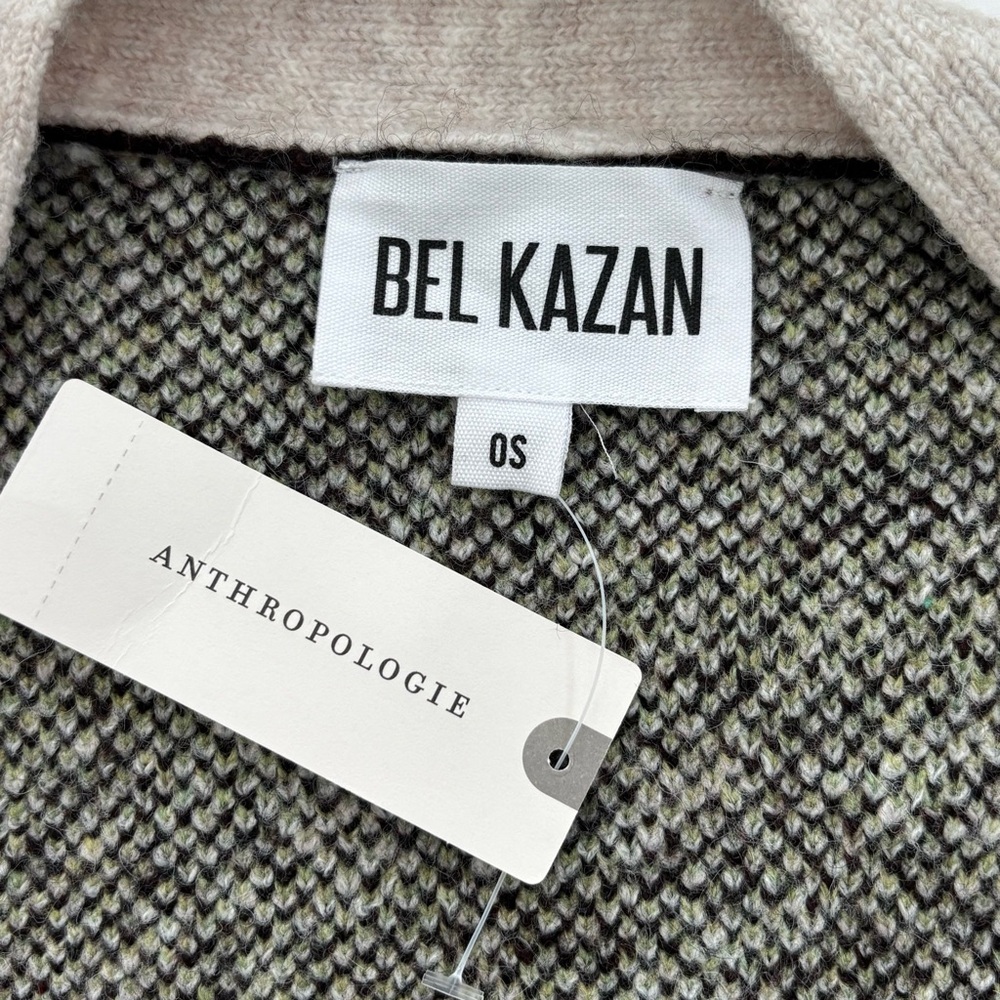 Anthropologie Bel Kazan Icon Dirty Martini Cardigan NWT Brown Tan Olive OS - Picture 9 of 12